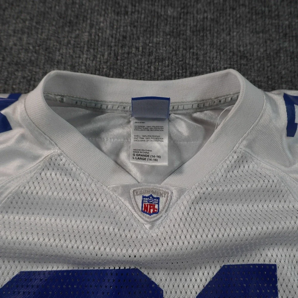 VTG Reebok NFL Jersey Kids Large White Blue Dallas Cowboys 31 Mesh Roy Williams